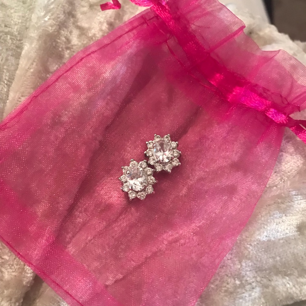 Cubic Zirconia Flower Stud Earrings